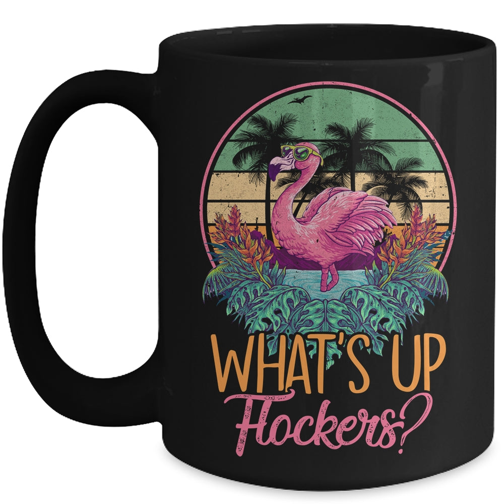 Whats UP Flockers Funny Flamingo Lover Big Pink Sunset Mug Coffee Mug | Teecentury.com