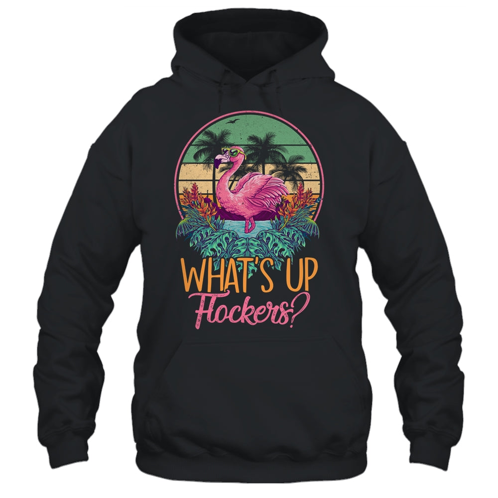 Whats UP Flockers Funny Flamingo Lover Big Pink Sunset T-Shirt & Tank Top | Teecentury.com