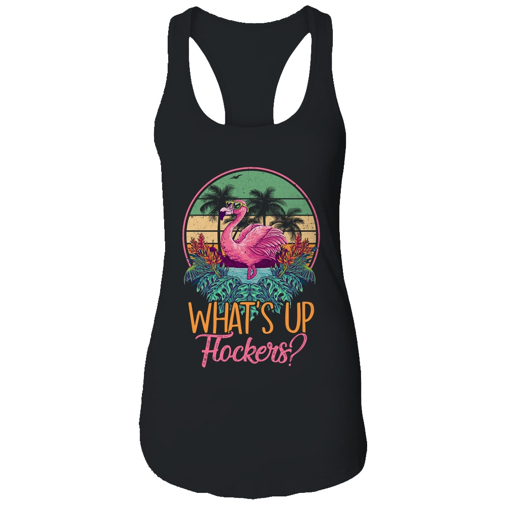 Whats UP Flockers Funny Flamingo Lover Big Pink Sunset T-Shirt & Tank Top | Teecentury.com