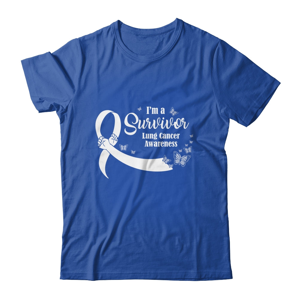 White Butterfly I'm A Survivor Lung Cancer Awareness T-Shirt & Hoodie | Teecentury.com