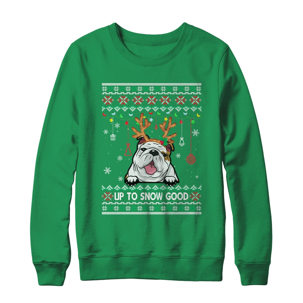 White English Bulldog Dog Reindeer Ugly Christmas Xmas T-Shirt & Sweatshirt | Teecentury.com