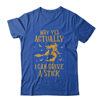 Why Yes Actually I Can Drive A Stick Halloween Witch Cat T-Shirt & Hoodie | Teecentury.com