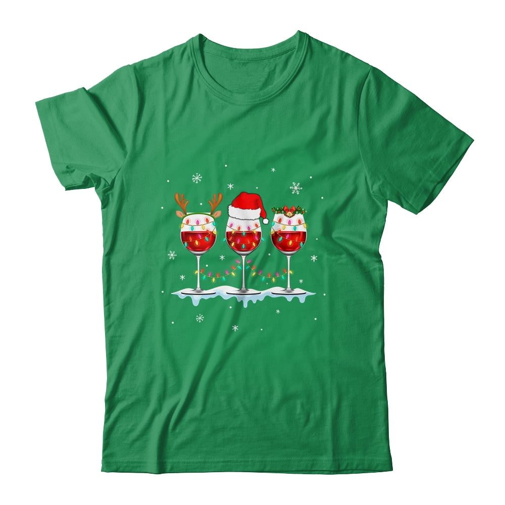 Wine Glass Christmas Santa Hat Reindeer Funny Christmas Gift T-Shirt & Sweatshirt | Teecentury.com