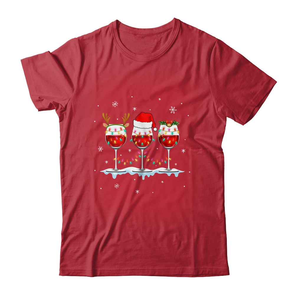 Wine Glass Christmas Santa Hat Reindeer Funny Christmas Gift T-Shirt & Sweatshirt | Teecentury.com