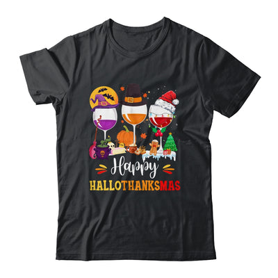 Wines Glass Thanksgiving Funny Happy Hallothanksmas Shirt & Hoodie | teecentury