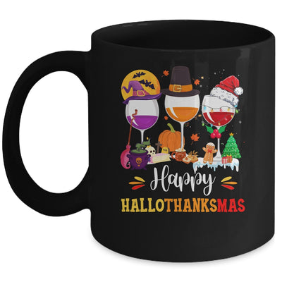 Wines Glass Thanksgiving Funny Happy Hallothanksmas Mug | teecentury