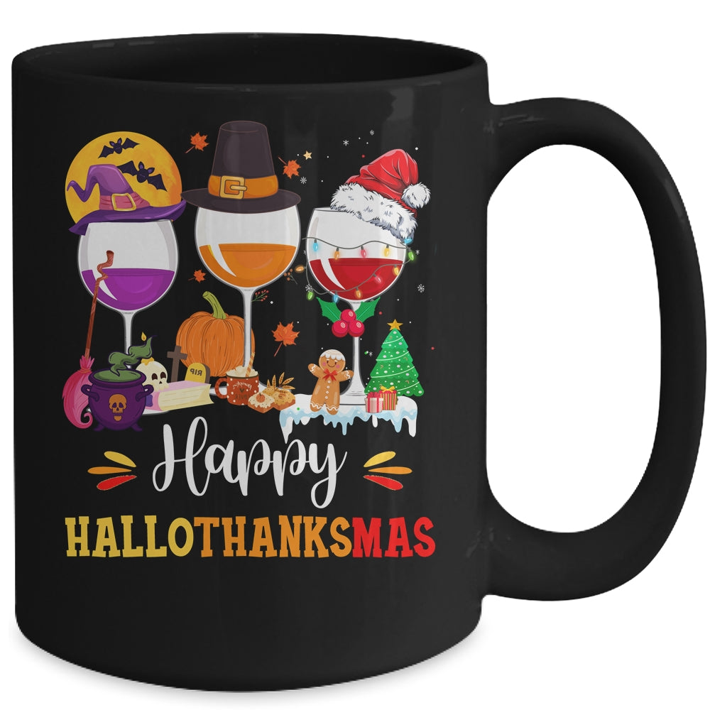 Wines Glass Thanksgiving Funny Happy Hallothanksmas Mug | teecentury