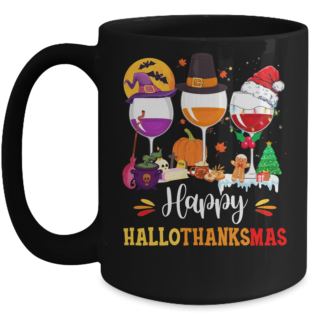 Wines Glass Thanksgiving Funny Happy Hallothanksmas Mug | teecentury