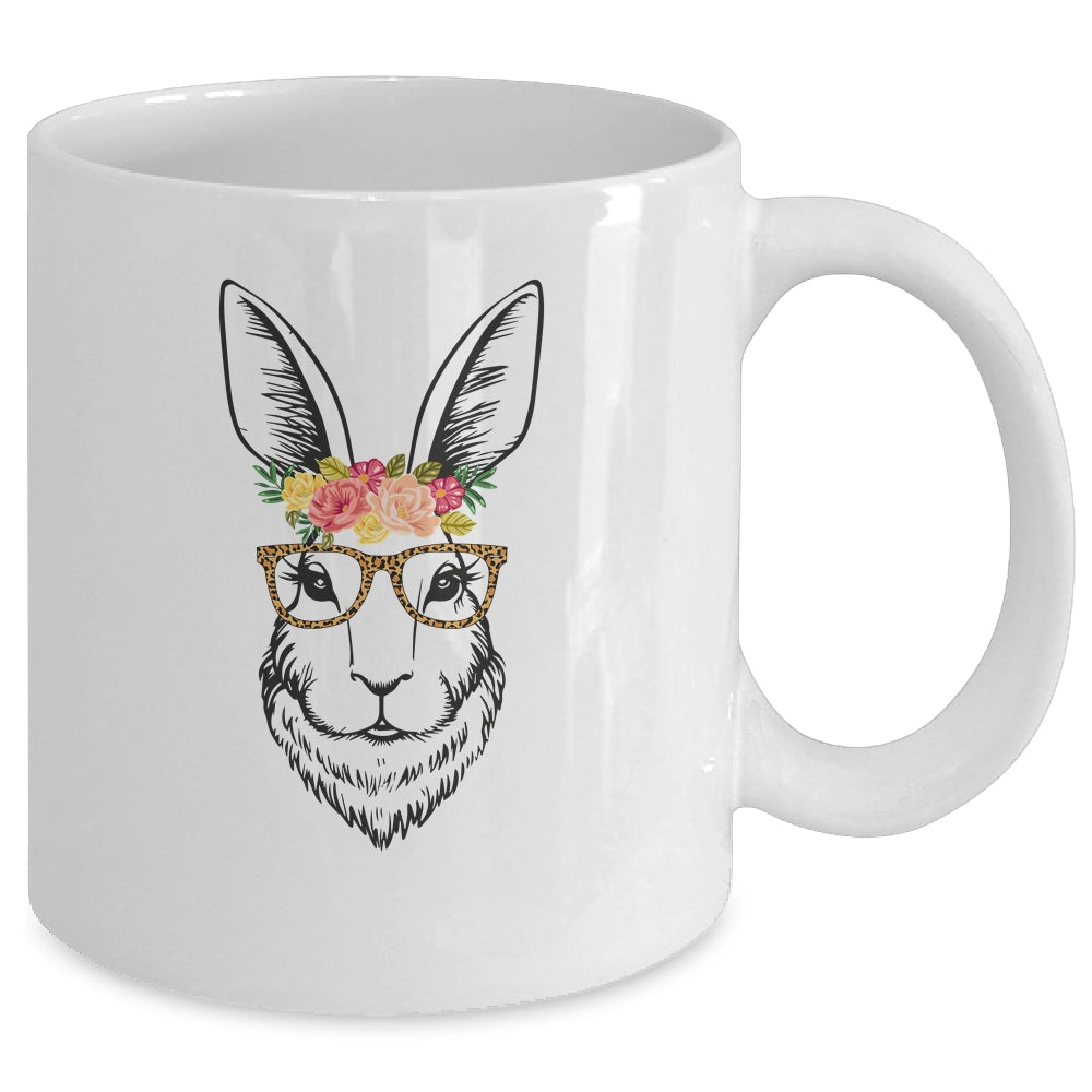 Women Teen Girls Easter Bunny With Glasses Leopard Mug Coffee Mug | Teecentury.com