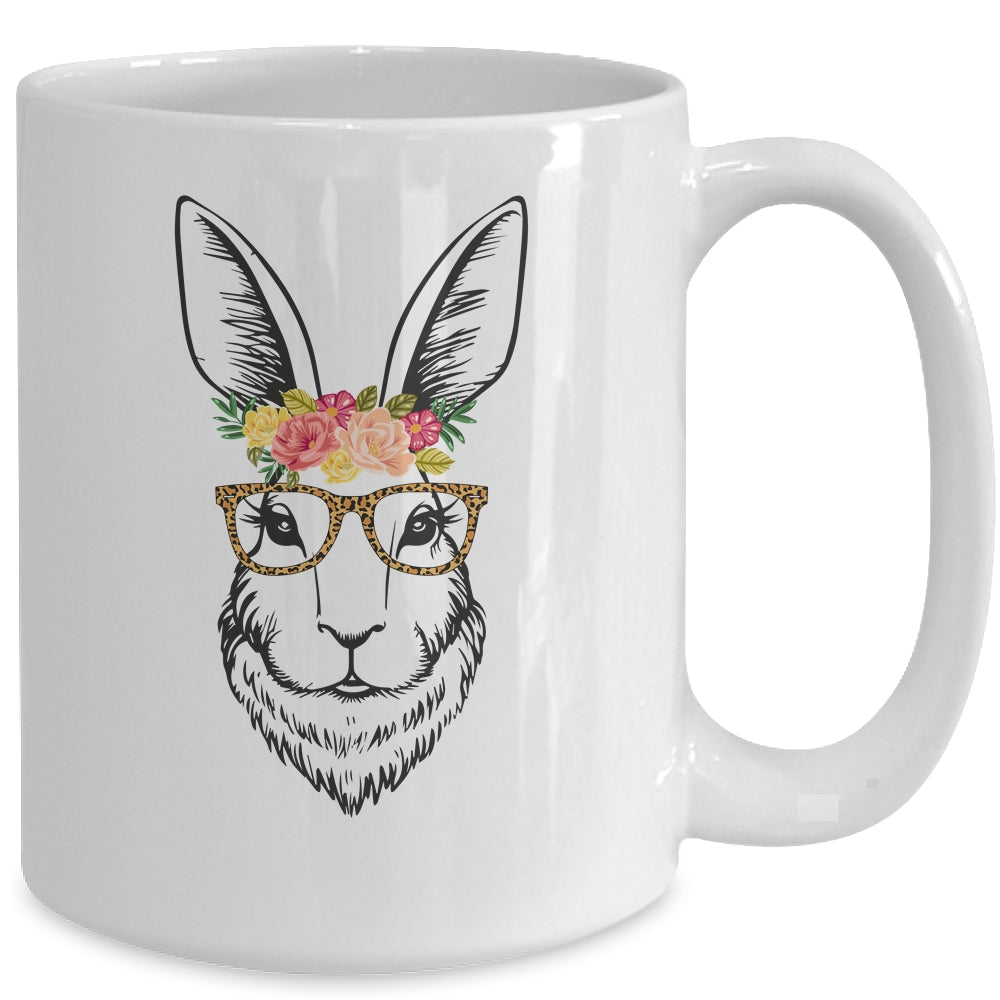 Women Teen Girls Easter Bunny With Glasses Leopard Mug Coffee Mug | Teecentury.com