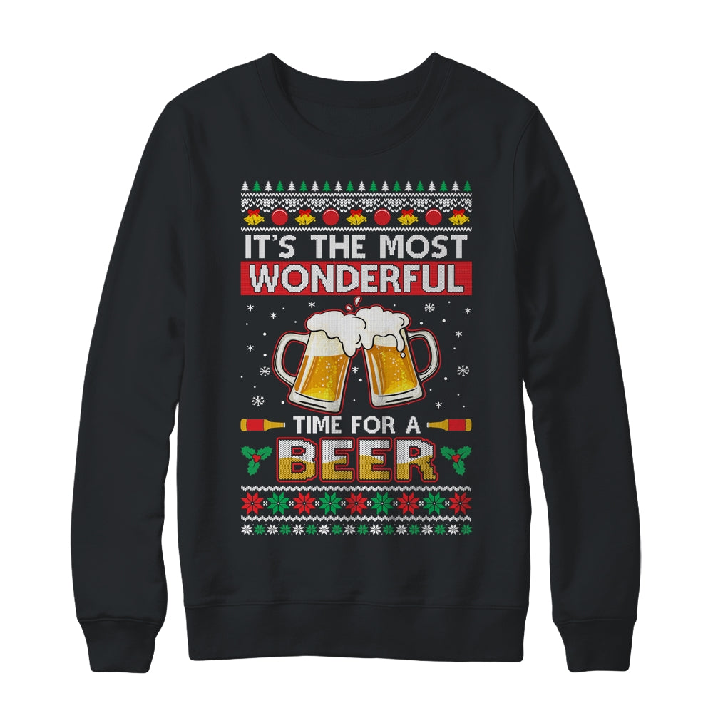 Wonderful Time For A Beer Ugly Christmas Xmas T-Shirt & Sweatshirt | Teecentury.com