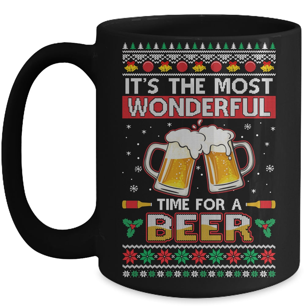 Wonderful Time For A Beer Ugly Christmas Xmas Mug Coffee Mug | Teecentury.com