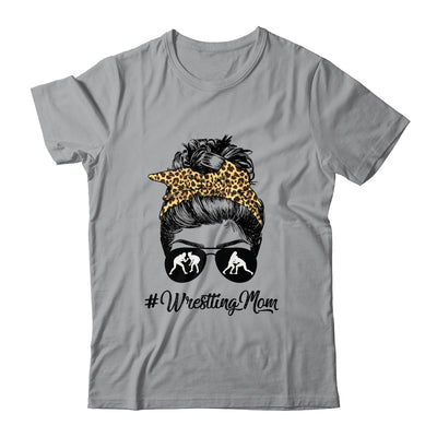 Wrestling Mom Women Leopard Messy Bun Glasses Shirt & Tank Top | teecentury