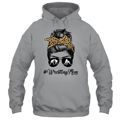 Wrestling Mom Women Leopard Messy Bun Glasses Shirt & Tank Top | teecentury