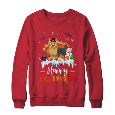 Yorkie HalloThanksMas Halloween Thanksgiving Christmas Shirt & Sweatshirt | teecentury