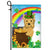 Yorkie St Patrick's Day Dog Flag Funny Peeking Dog Wear Green Hat Golden Pot Coin Shamrock Rainbow Spring Banner for Home Decor | teecentury