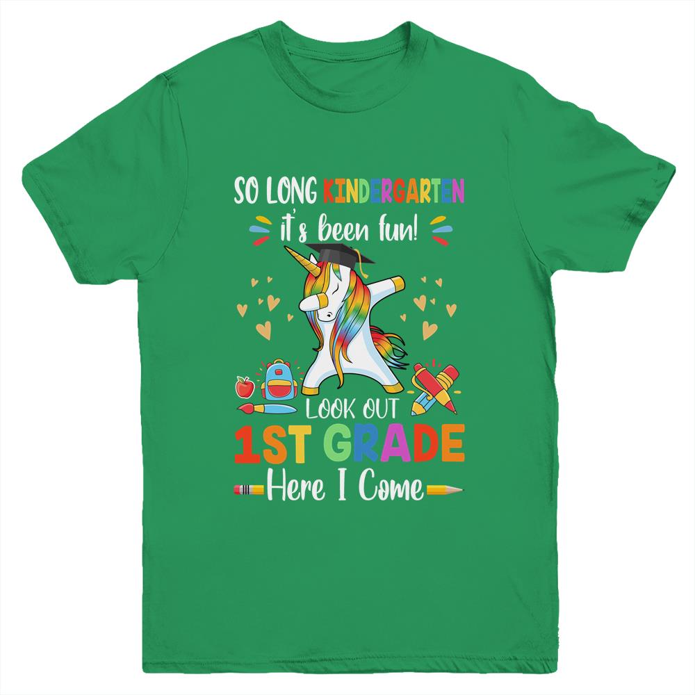 So Long Kindergarten Here I Come 1st Grade Dabbing Unicorn Youth Youth Shirt | Teecentury.com