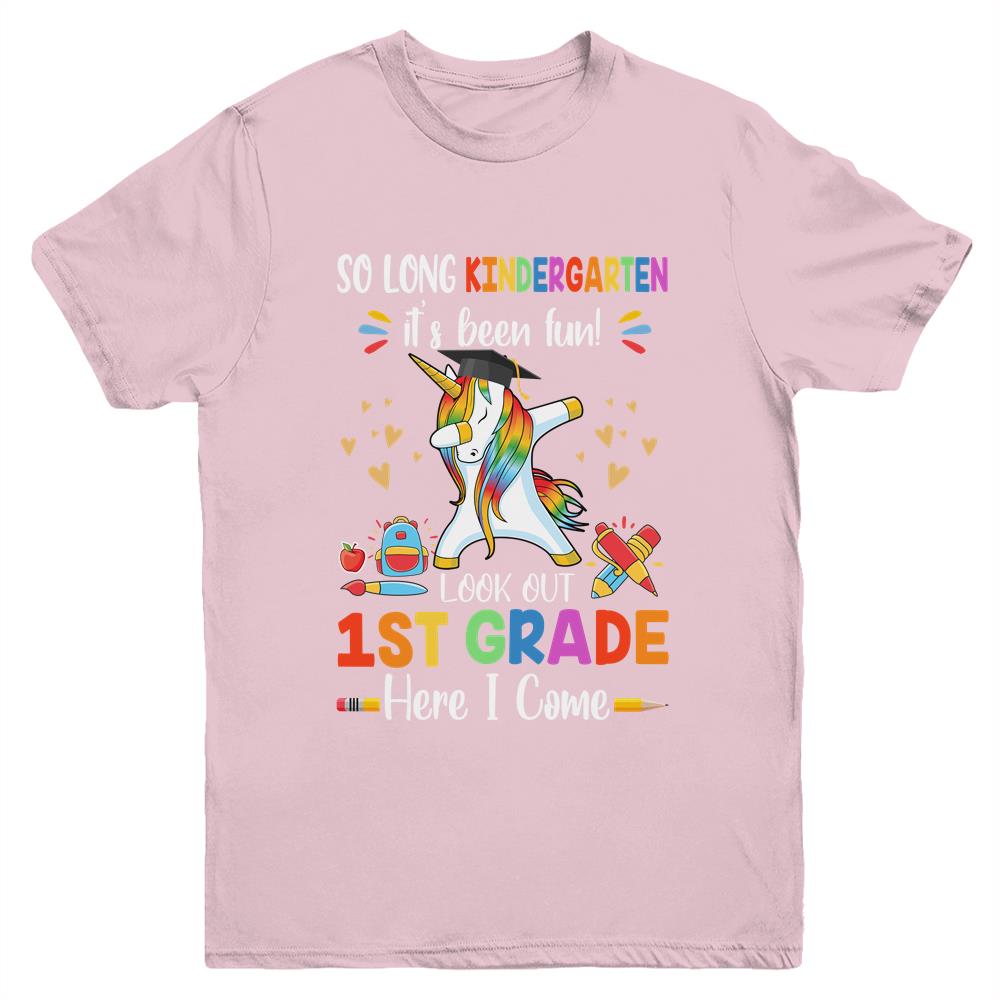 So Long Kindergarten Here I Come 1st Grade Dabbing Unicorn Youth Youth Shirt | Teecentury.com