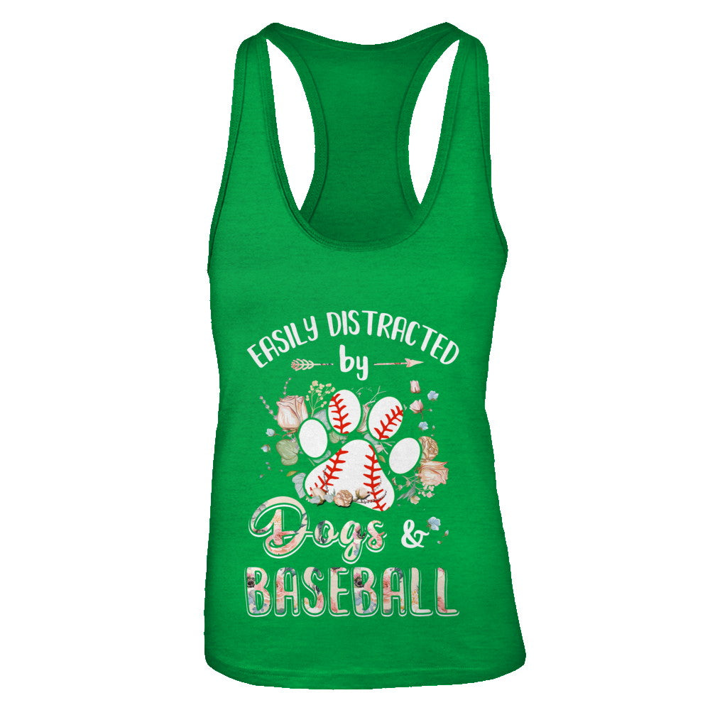 Easily Distracted By Dogs And Baseball T-Shirt & Tank Top | Teecentury.com