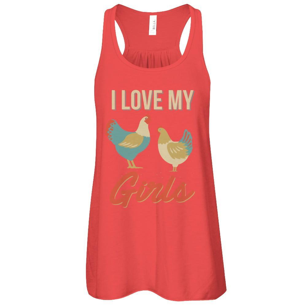 Vintage Retro I Love My Girls Funny Chicken Farmer T-Shirt & Tank Top | Teecentury.com