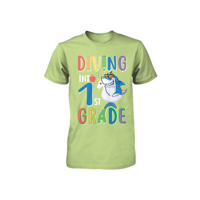 Diving Into 1st Grade Back To School Shark Youth Youth Shirt | Teecentury.com