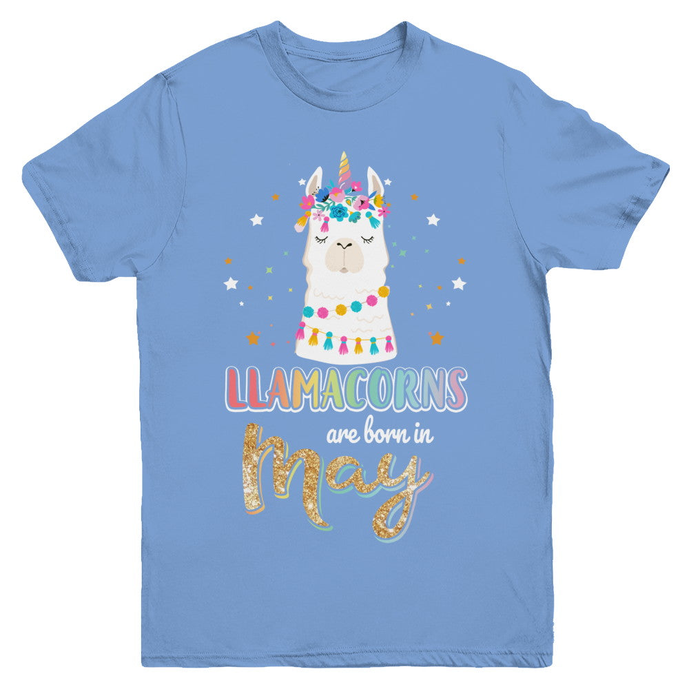 Llama Unicorn Llamacorns Born In May Birthday Gift Youth Youth Shirt | Teecentury.com