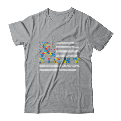 Fight Autism Ribbon US Flag Autism Awareness T-Shirt & Hoodie | Teecentury.com