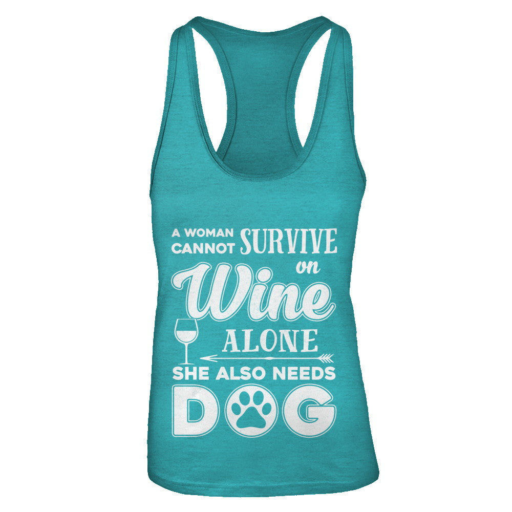 A Woman Cannot Survive On Wine Alone Need Cat T-Shirt & Tank Top | Teecentury.com