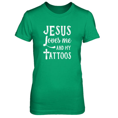 Jesus Just Love Me And My Tattoos Funny Christian T-Shirt & Tank Top | Teecentury.com