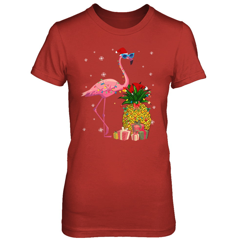 Santa Flamingo Hawaiian Pineapple Christmas Gifts T-Shirt & Sweatshirt | Teecentury.com