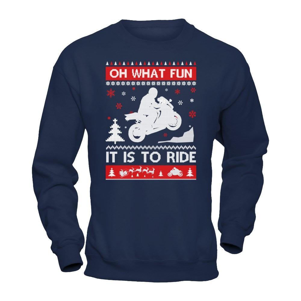 Motorbike Sweater Christmas Oh What Fun It Is To Ride T-Shirt & Hoodie | Teecentury.com