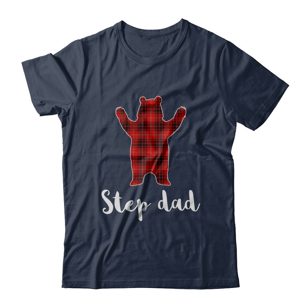 Red Step Dad Bear Buffalo Plaid Family Christmas Pajamas T-Shirt & Sweatshirt | Teecentury.com