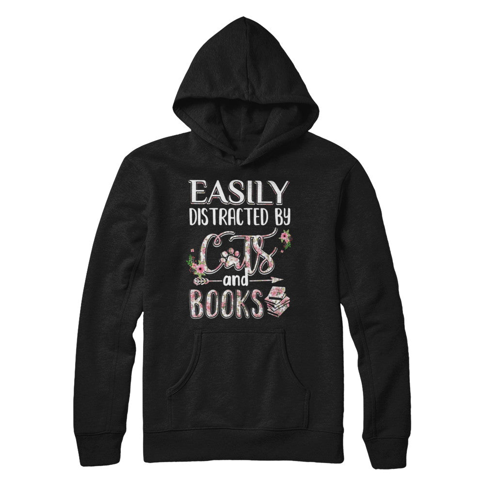 Easily Distracted By Cats And Books T-Shirt & Hoodie | Teecentury.com