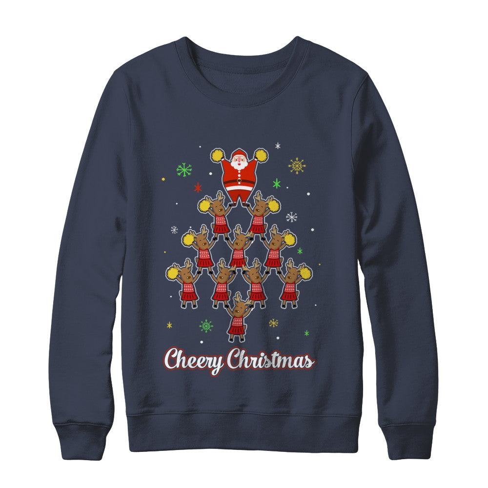 Cheery Christmas Funny Reindeer Santa Claus Cheerleader T-Shirt & Sweatshirt | Teecentury.com