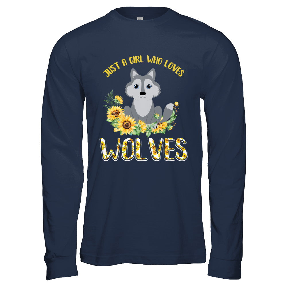 Just A Girl Who Loves Wolves And Sunflowers T-Shirt & Hoodie | Teecentury.com
