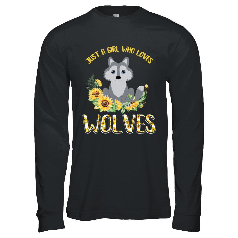 Just A Girl Who Loves Wolves And Sunflowers T-Shirt & Hoodie | Teecentury.com