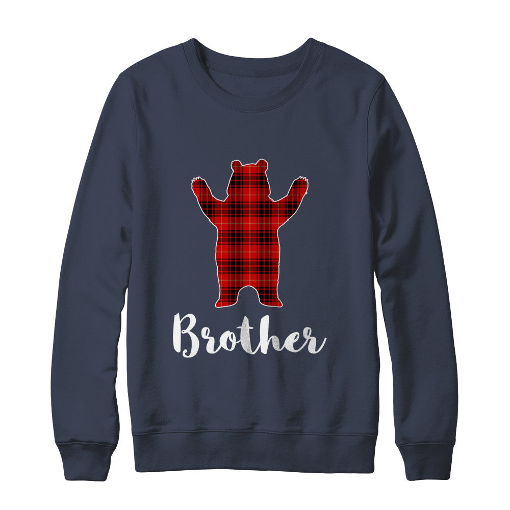 Red Brother Bear Buffalo Plaid Family Christmas Pajamas T-Shirt & Sweatshirt | Teecentury.com