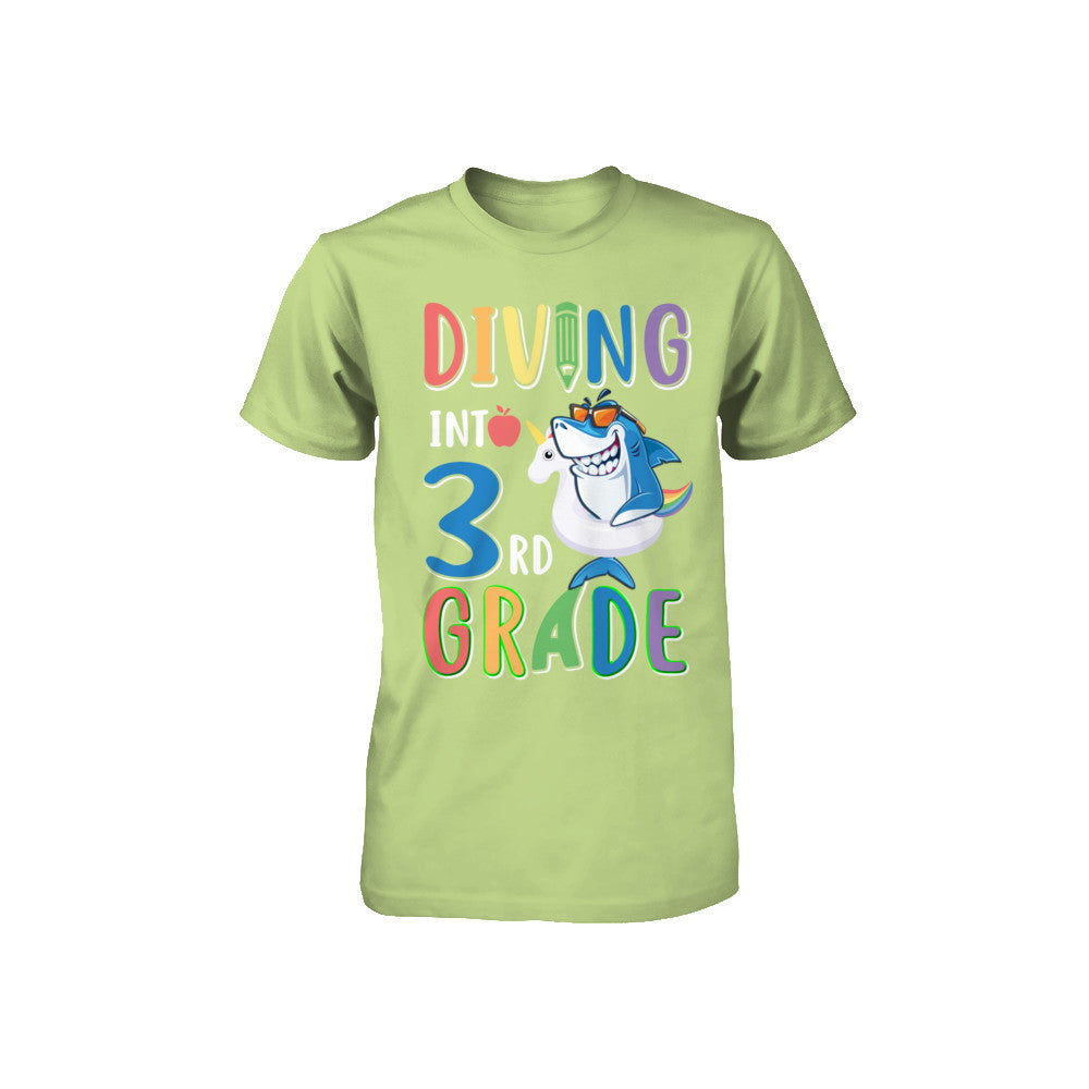 Diving Into 3rd Grade Back To School Shark Youth Youth Shirt | Teecentury.com