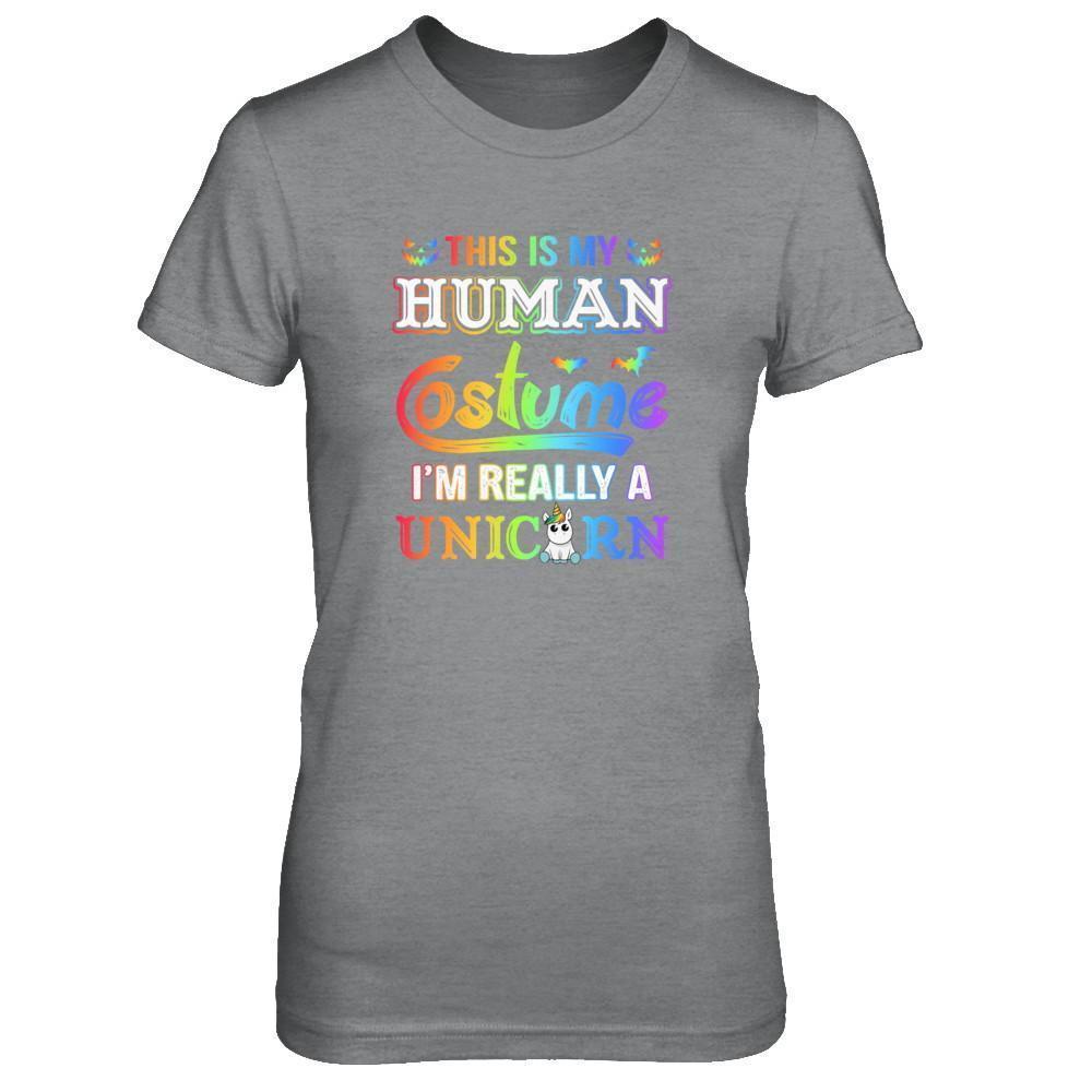 Halloween This Is My Human Costume I'm Really A Unicorn T-Shirt & Tank Top | Teecentury.com