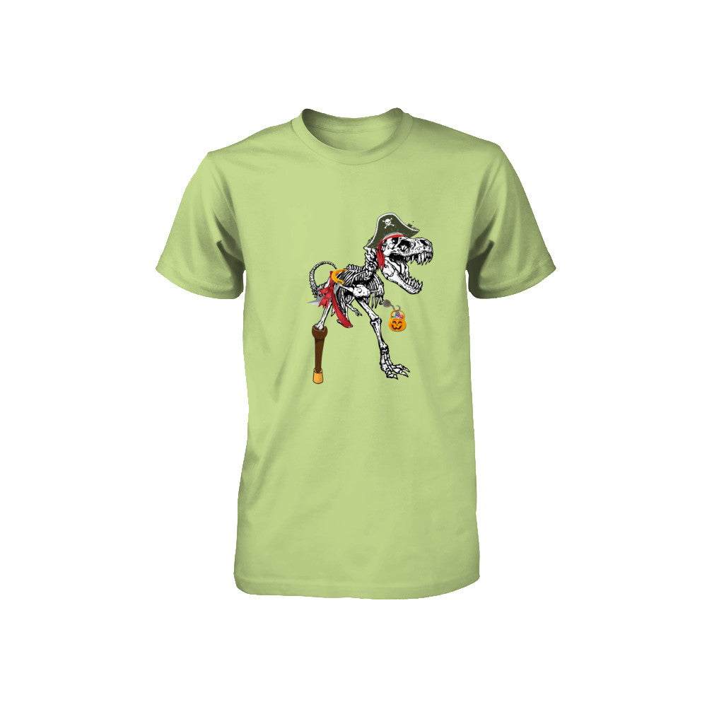 Dinosaurs T-Rex Skeleton Pirate Halloween Saurus For Kids Youth Youth Shirt | Teecentury.com
