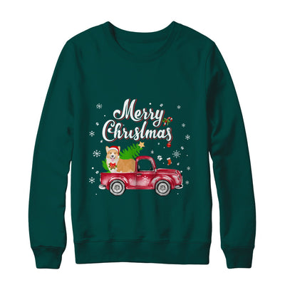 Corgi Rides Red Truck Christmas Pajama T-Shirt & Sweatshirt | Teecentury.com