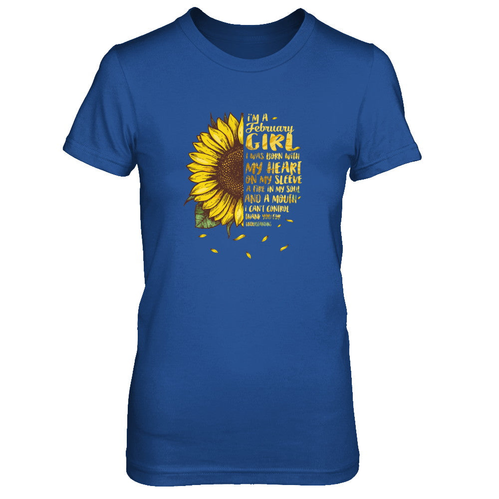 I Am A February Girl Birthday Gifts Sunflower T-Shirt & Tank Top | Teecentury.com