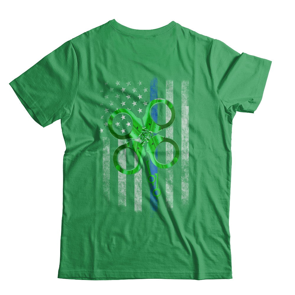 Thin Blue Line Happy St Patrick's Day Clover Police T-Shirt & Hoodie | Teecentury.com
