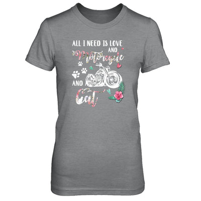 All I Need Is Love And A Motorcycle And A Cat T-Shirt & Tank Top | Teecentury.com