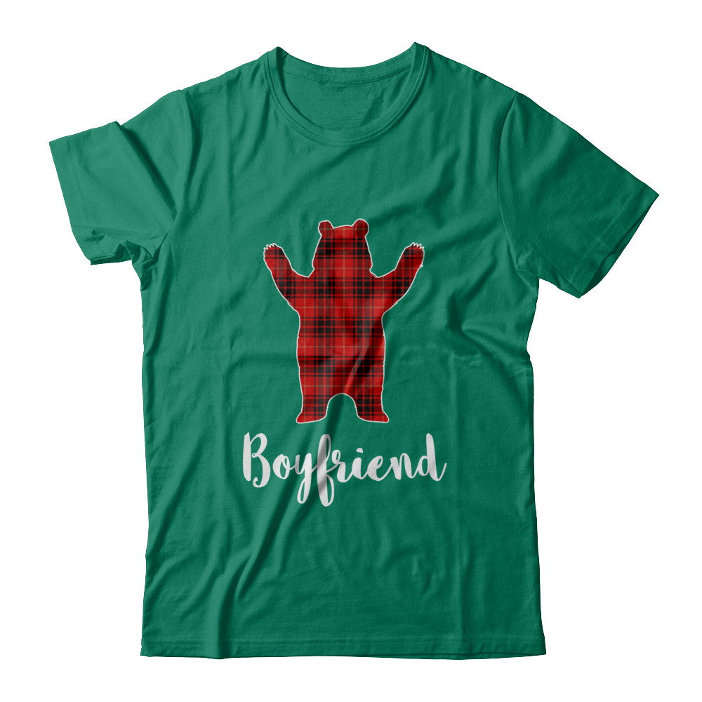 Red Boyfriend Bear Buffalo Plaid Family Christmas Pajamas T-Shirt & Sweatshirt | Teecentury.com