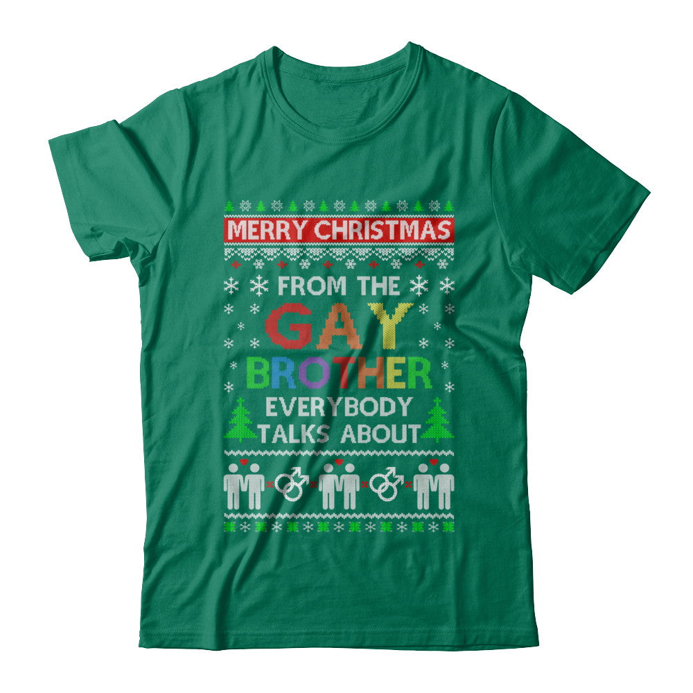 LGBT Merry Christmas From Gay Brother Ugly Christmas Sweater T-Shirt & Sweatshirt | Teecentury.com