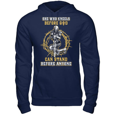 Knight Templar She Who Kneels Before God Can Stand Before Anyone T-Shirt & Hoodie | Teecentury.com