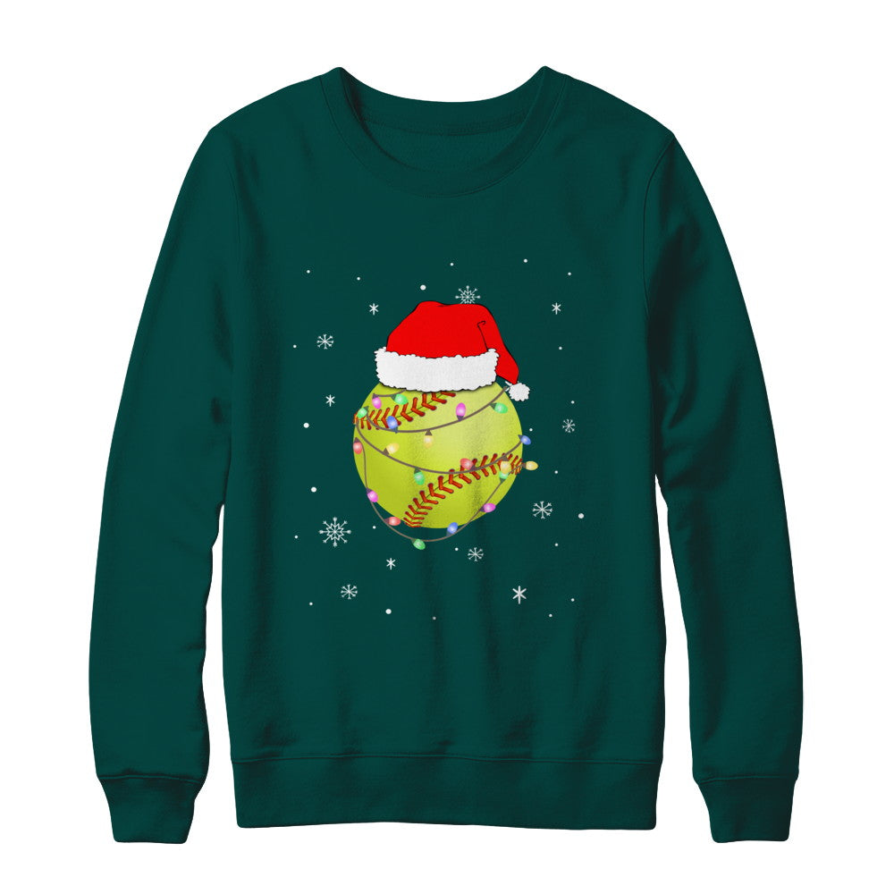 Santa Hat Softball Christmas Gifts T-Shirt & Sweatshirt | Teecentury.com