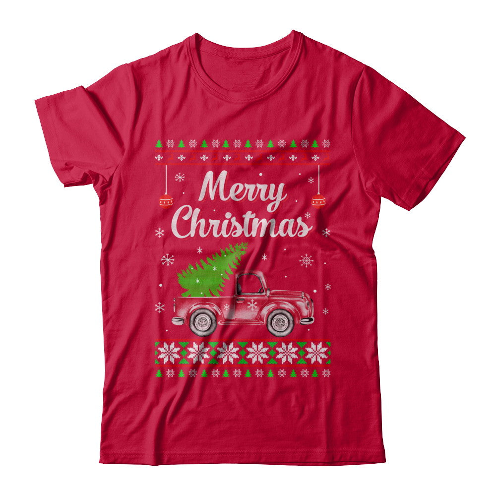 Snow Tree Truck Merry Christmas Ugly Sweater T-Shirt & Sweatshirt | Teecentury.com