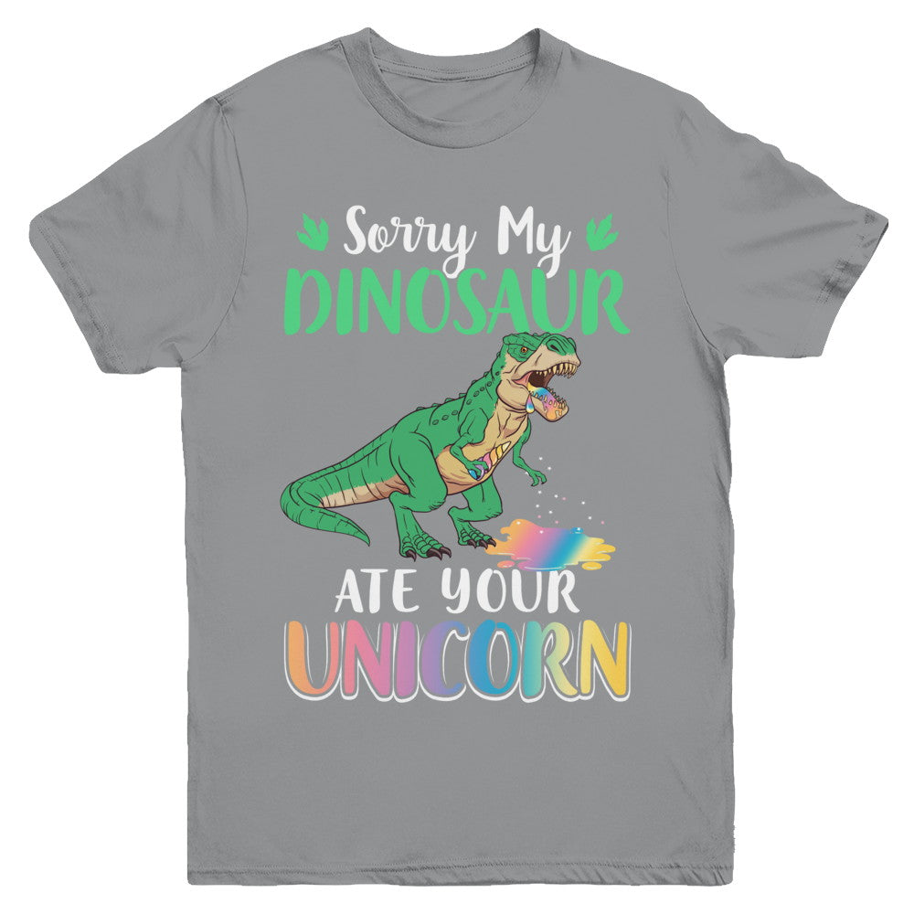 Sorry My Dinosaur Ate Your Unicorn T-Rex Youth Youth Shirt | Teecentury.com